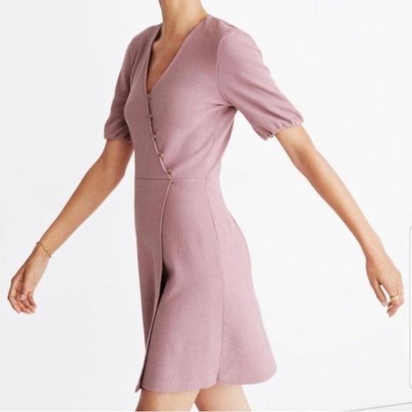 Madewell | Cross Front Lavender button Wrap Dress Size Small - Picture 2 of 10